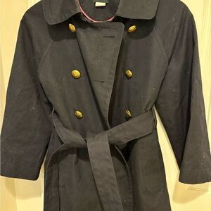 Chic Black Trench Coat with Gold Buttons